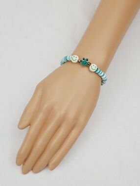 Handmade Clay Bead Smiley Face  Bracelet
